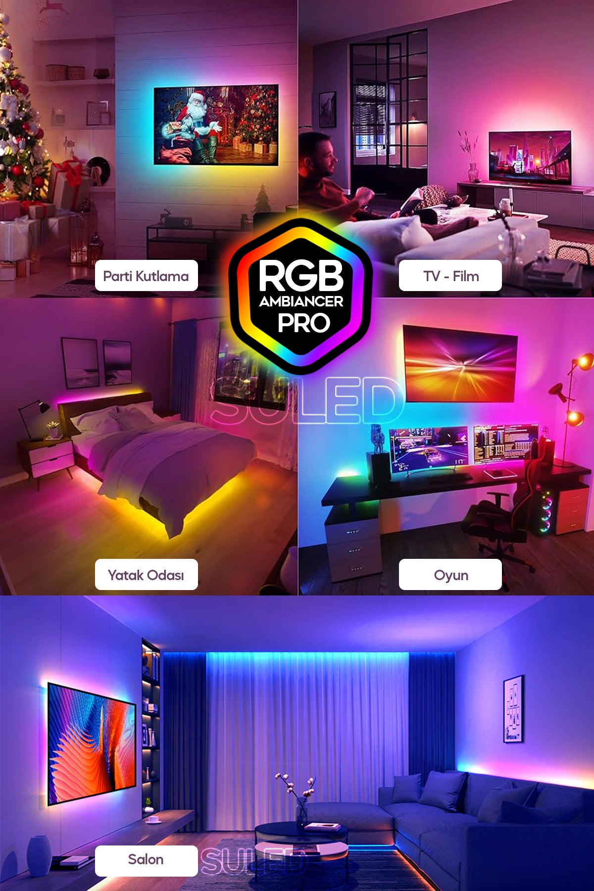 Gamer Led 1 Metre RGB Şerit LED Bluetooth ve Uygulama Kontrollü USB Oyuncu Aydınlatması