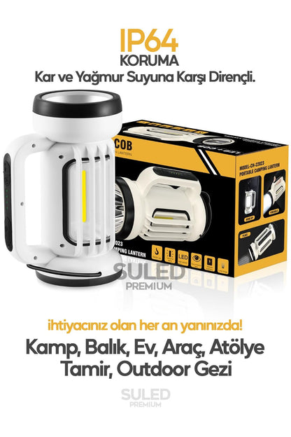 Outdoor Pro2 Işıldak Profesyonel Kamp Lambası ve Fener Şarjlı USB Powerbank Özellikli