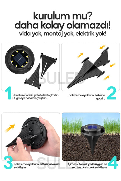 Bahçe Aydınlatma RGB Saplama Led Işık 3'lü Set Solar Güneş Enerjili Otomatik Aydınlatmalı Lamba