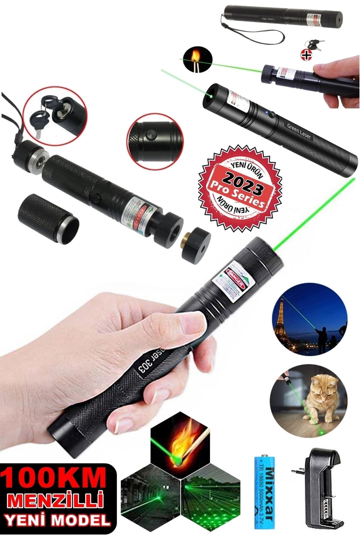 Yeni Pro Model - Pro X Yeşil Şarjlı Lazer Pointer Metal Kasa Green Laser Ultra Güçlü 2023 Series GO