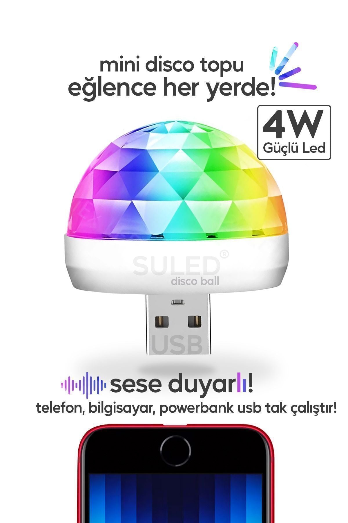 Mini Sihirli Ay Yıldız Ambiyans Küre Tavan ve Duvar 360 Işıklı Küre Usb Enerjili Portatif