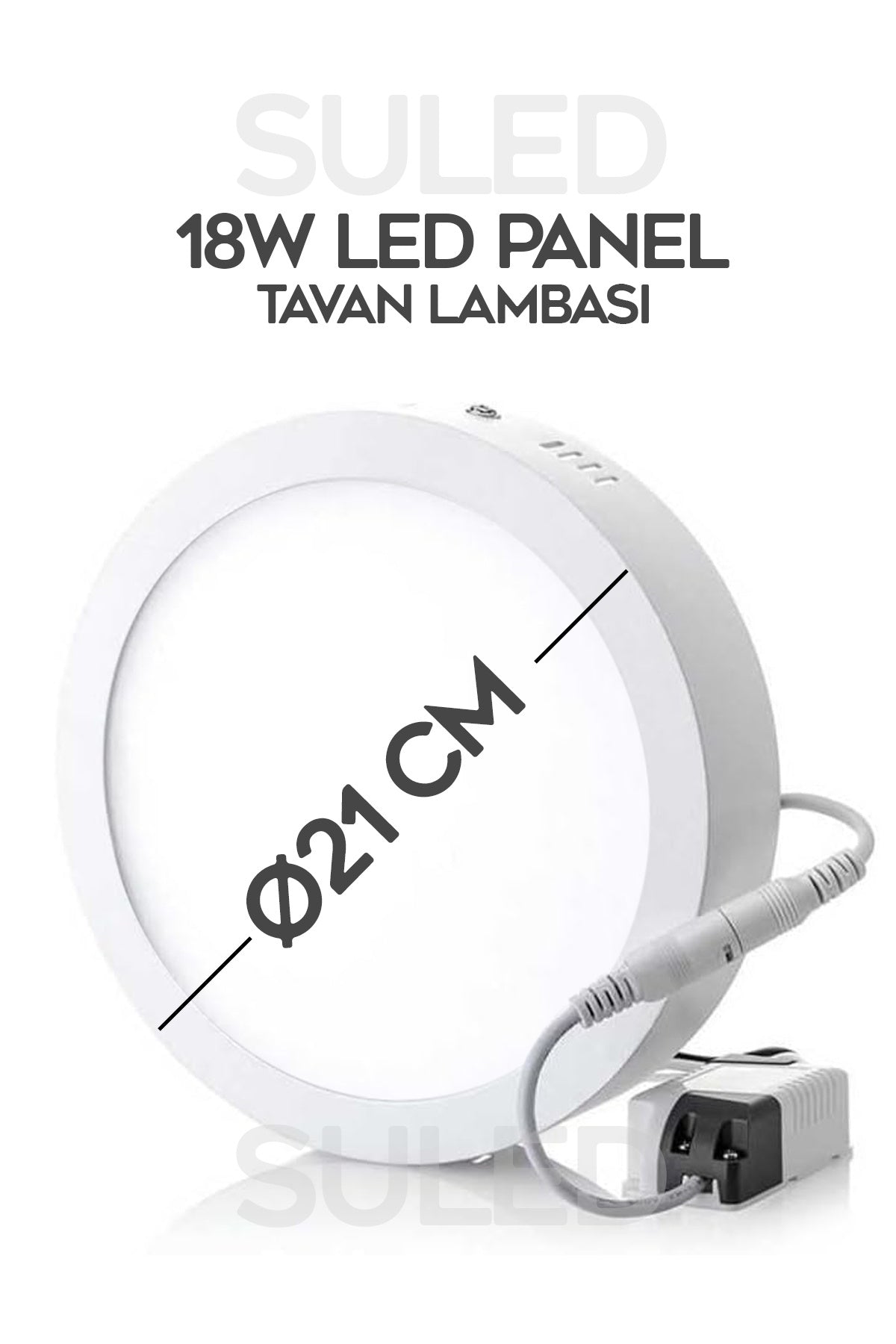 Led Tavan Armatürü 18W Beyaz Işık 1650lm 220V A+ Tavan 21CM 6500K Ev Ofis Atölye Balkon IP20