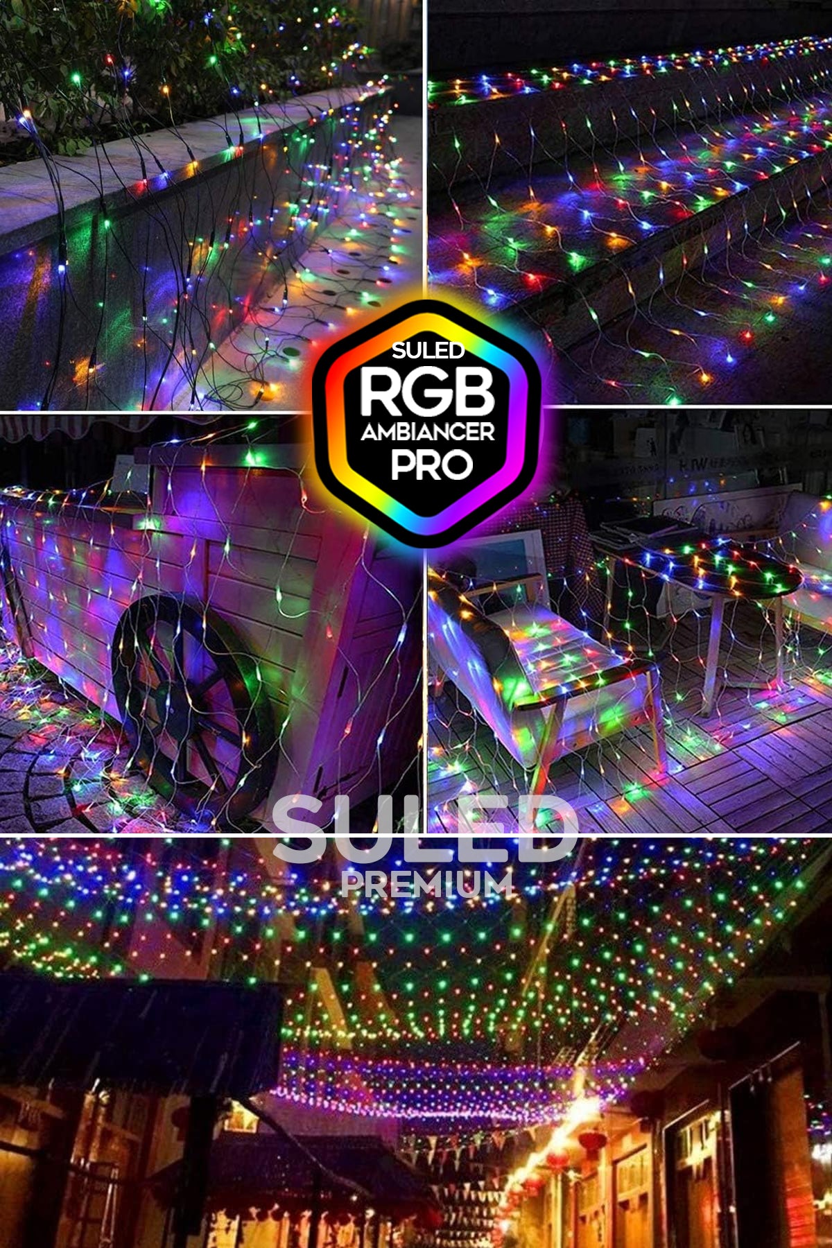 RGB Süsleme Işığı 2X2 Metre 220V 8 Modlu Renkli Ağ Led Işık 132 Led İç ve Dış Mekan Su Geçirmez