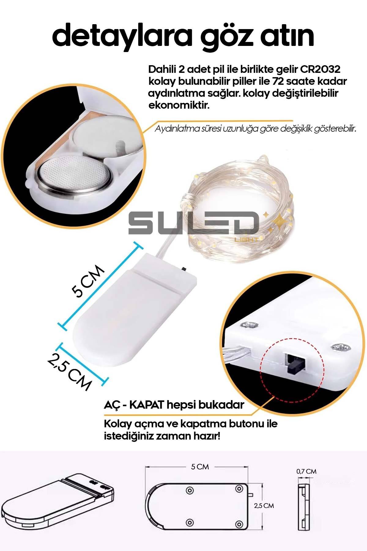 Peri Led 5 Metre Led Işık RGB- Çok Renkli Pilli Dekoratif Ambiyans Süsleme Ledleri