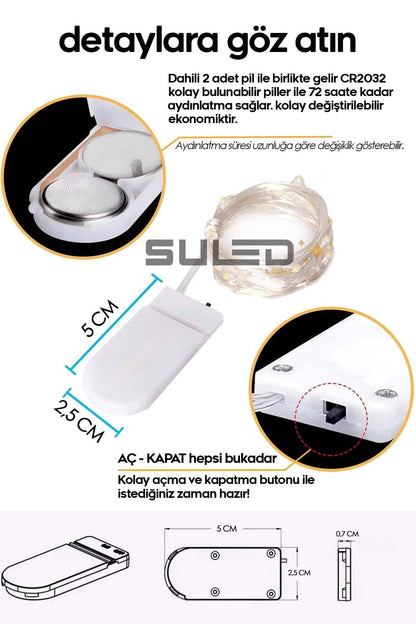 Peri Led 5 Metre Led Işık RGB- Çok Renkli Pilli Dekoratif Ambiyans Süsleme Ledleri