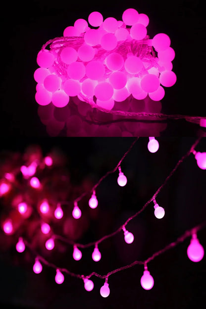 Top Led Pembe Dekor Led Yılbaşı Led Işıkları 5MT Işıkları Top Dize Işıklar Masa Dekorasyon Noel Işık