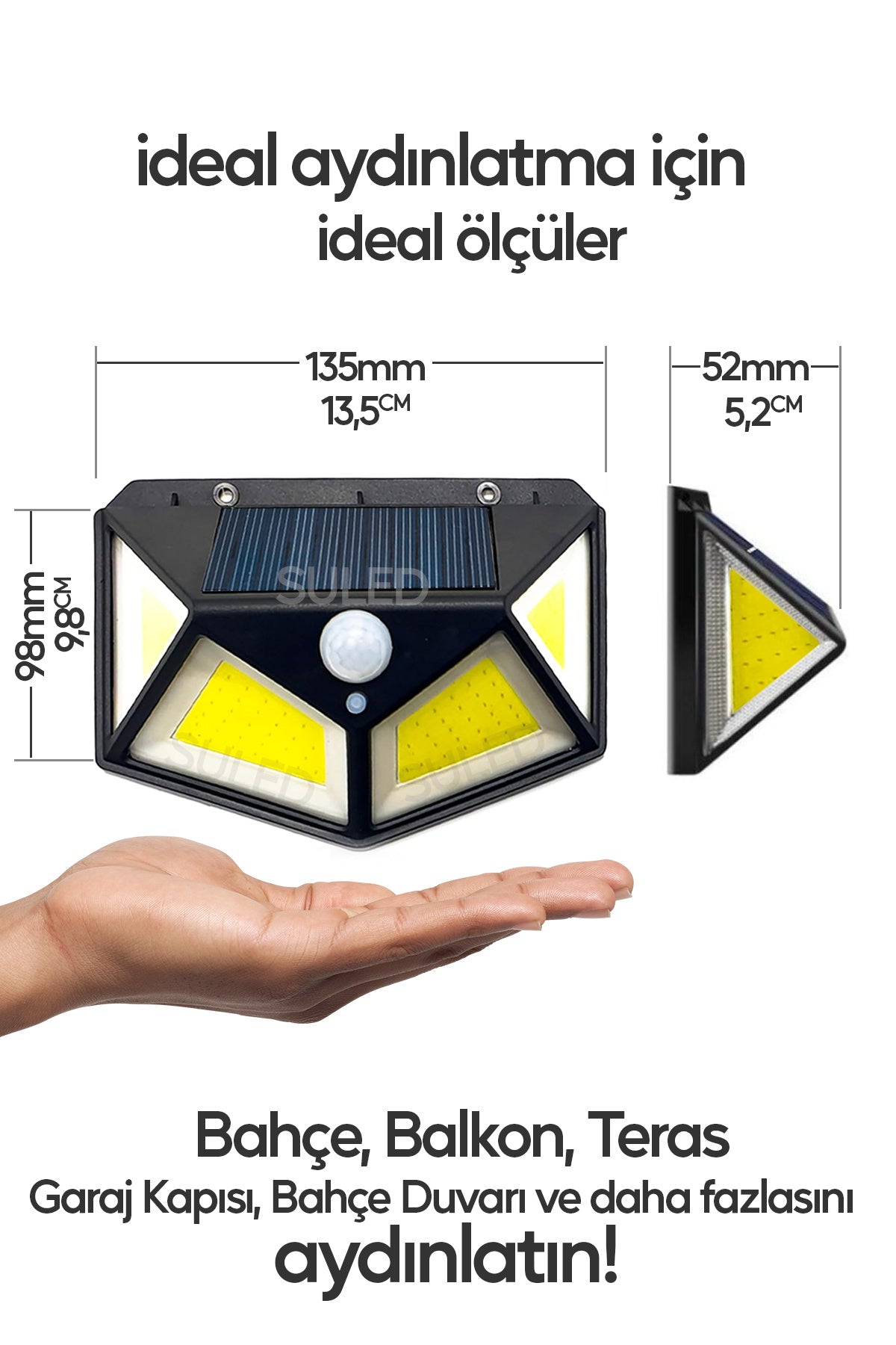 Profesyonel Sensörlü Bahçe Aydınlatma Lambası Solar Güneş Panelli Tam Otomatik 3 Modlu
