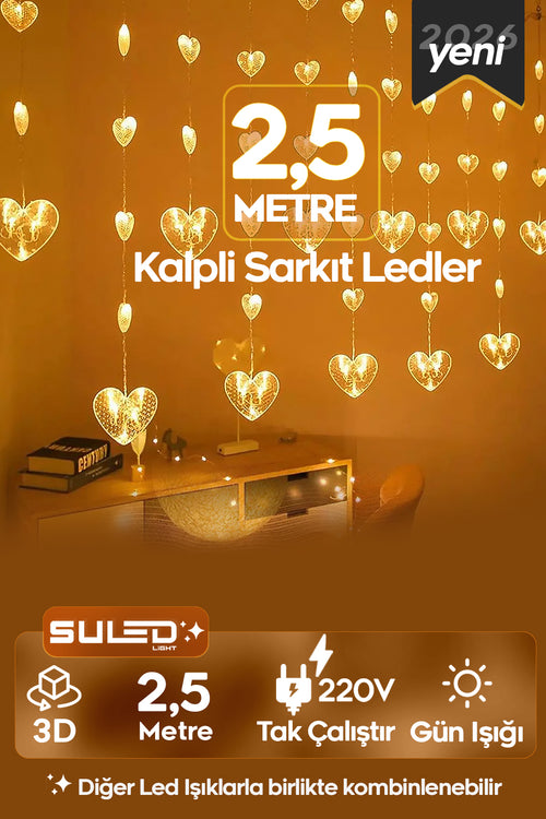 Kalpli Sarkıtlar 2,5 Metre 220V Gün Işığı Dekoratif Perde, Cam, Oda Süsleme Led Işıkları