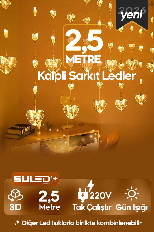 Kalpli Sarkıtlar 2,5 Metre 220V Gün Işığı Dekoratif Perde, Cam, Oda Süsleme Led Işıkları