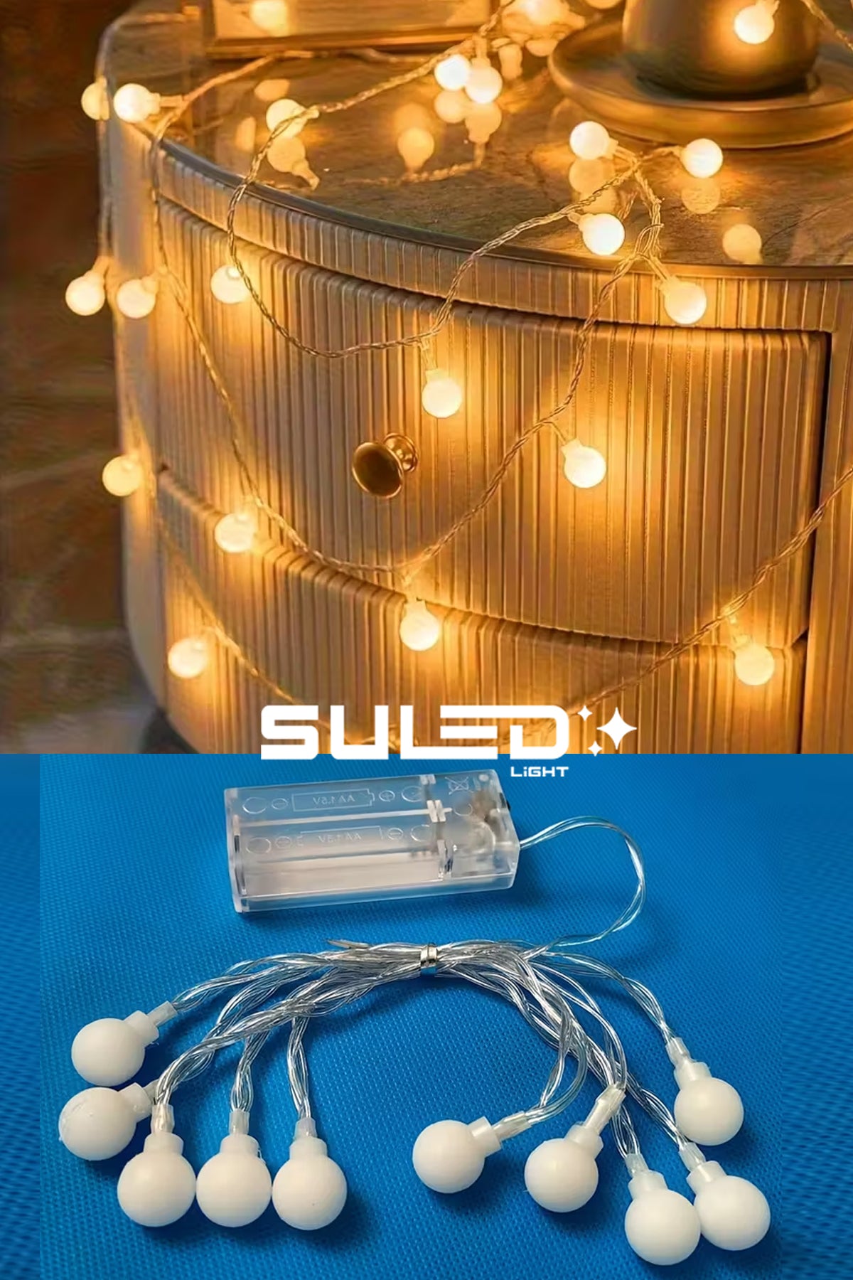2 Metre Pilli Top LED Işık 10 LED Gün Işığı – Oda ve Ortam İçin Dekoratif Süsleme Işığı