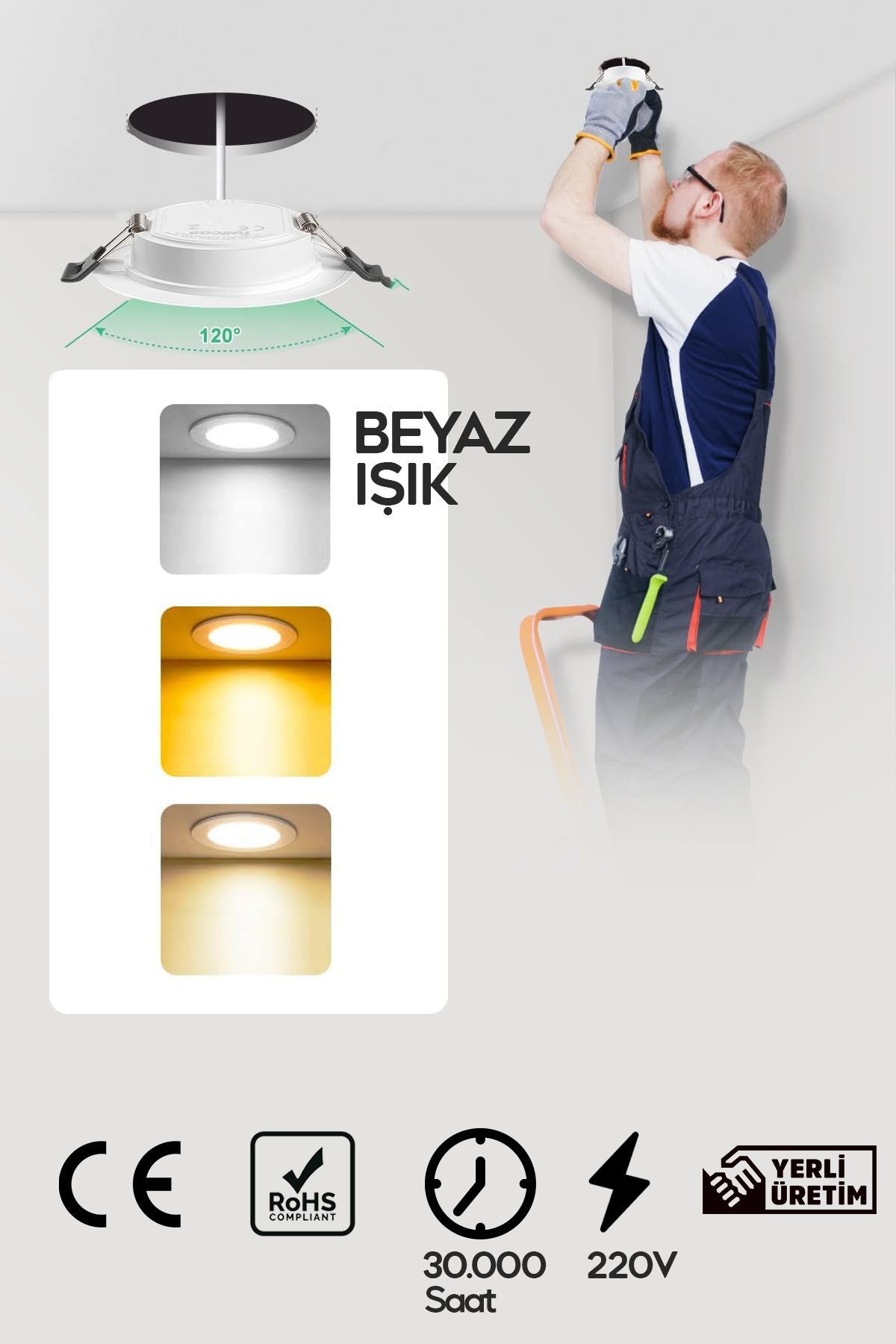 6w Spot Led Lamba Gömme Spot Işık 540lm Beyaz Işık Tasarruflu Tavan Dolap Ev & Iş Yeri