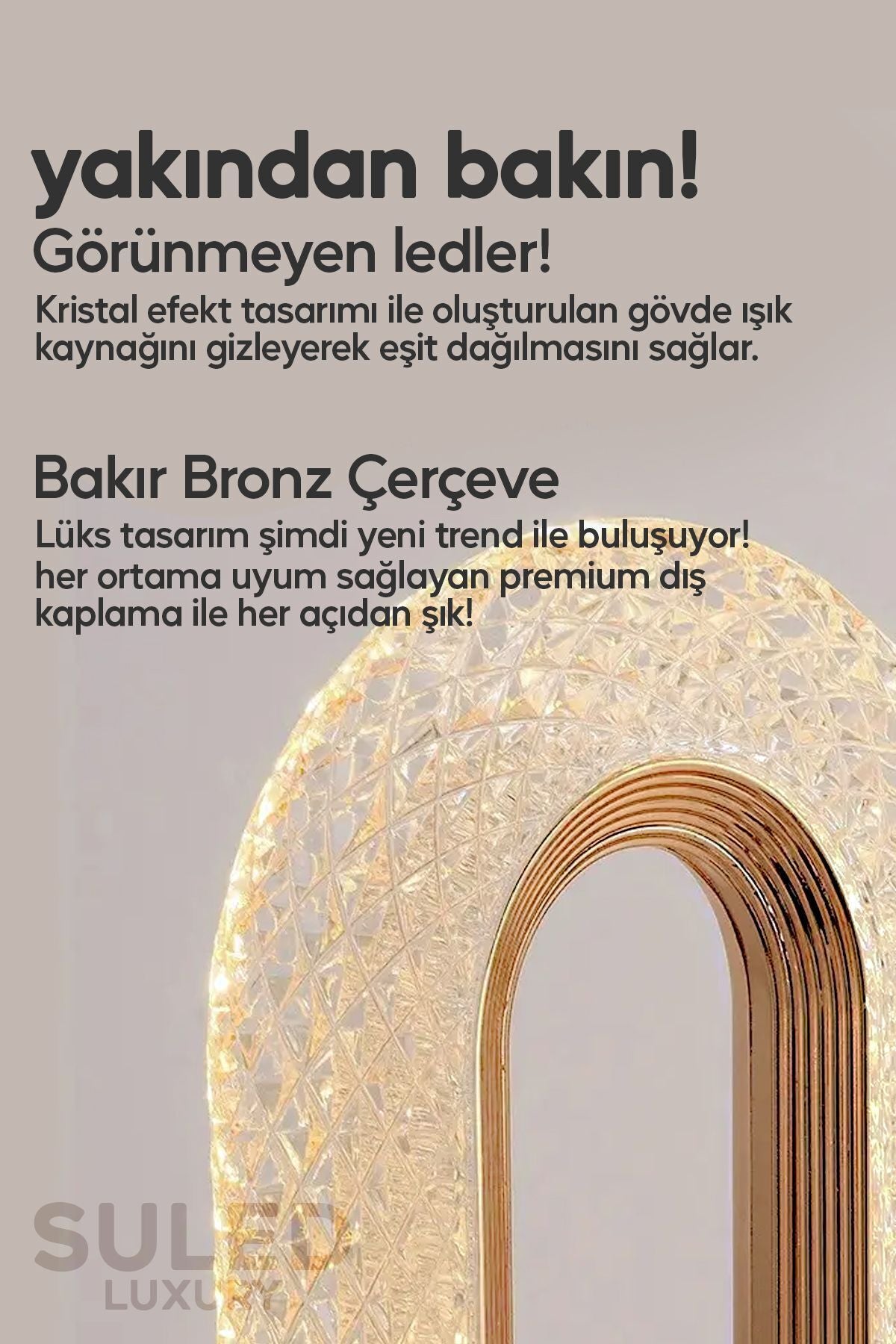 Crystall Akustik Masa Lambası 3 Modlu USB Şarjlı Oval Dekoratif Şık Masa Lambası Kristal Efekt