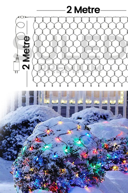 RGB Süsleme Işığı 2X2 Metre 220V 8 Modlu Renkli Ağ Led Işık 132 Led İç ve Dış Mekan Su Geçirmez