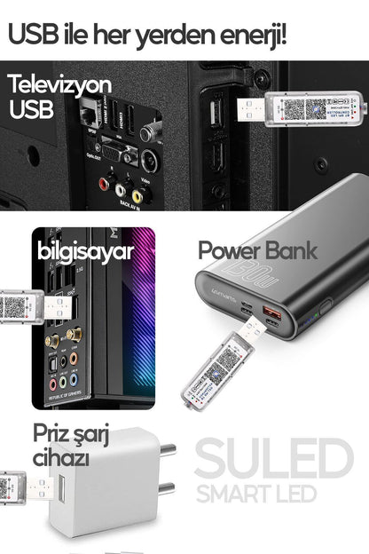 1 Metre TV Arkası & Ortam Ambiyans Bluetooth IOS & Android Telefondan Kontrollü RGB Smart Şerit Led