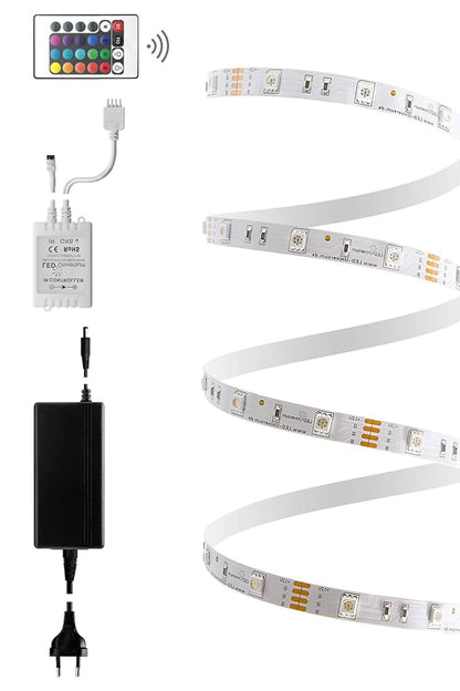 Şerit Led 5 Metre Ambians Aydınlatma Kumanda & Trafolu RGB Şerit Işık Tavan Oda Işık Dekoru