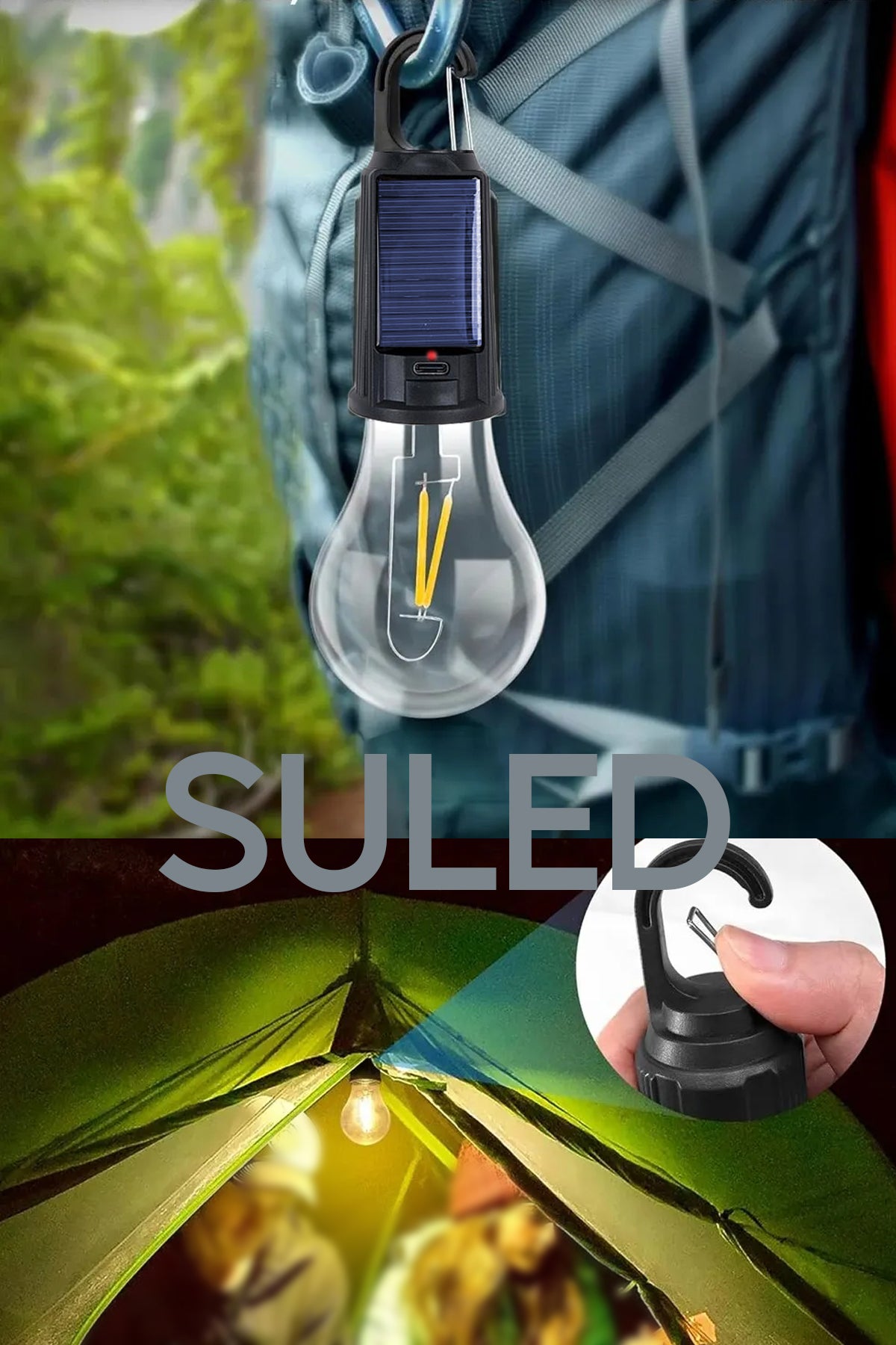 Solar Şarjlı Taşınabilir Led Ampül V2 Outdoor Kamp Bahçe Lambası 10W Askılı Kırılmaz Led Işık