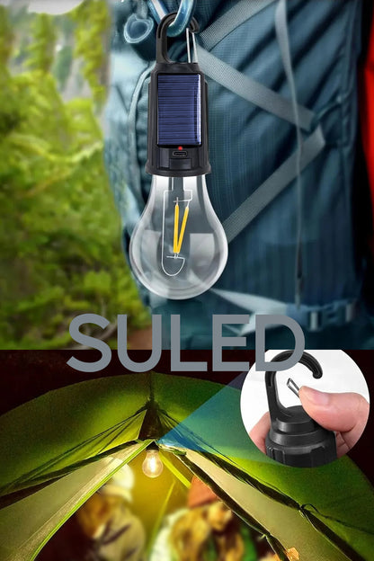 Solar Şarjlı Taşınabilir Led Ampül V2 Outdoor Kamp Bahçe Lambası 10W Askılı Kırılmaz Led Işık