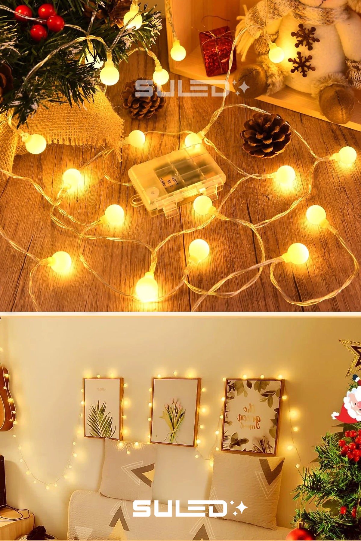 Preoo 2 Metre 10'lu Dekoratif Led Top Işıklar Pilli Ambiyans Işıkları Oda Bahçe ve Dekor