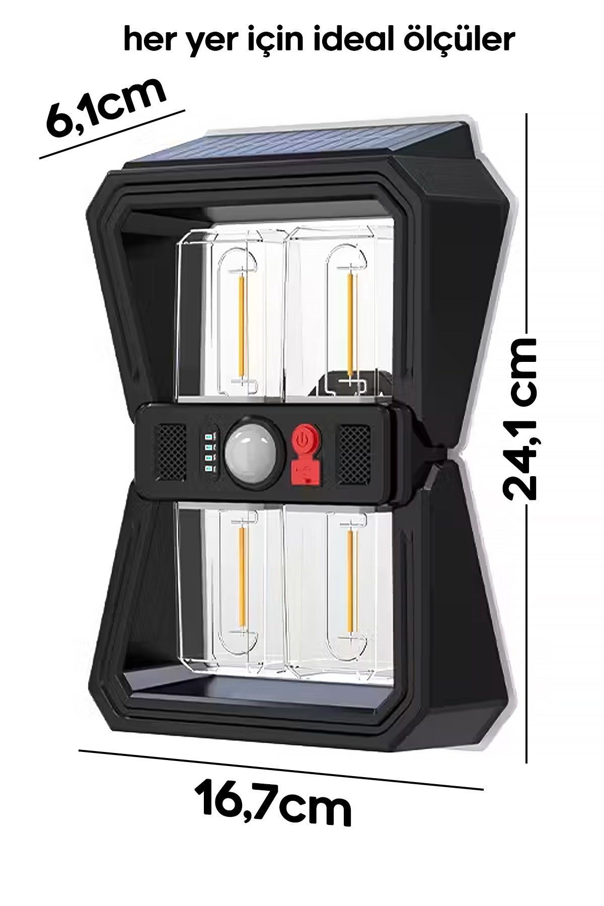 Sensörlü 4 Led Solar Panelli Pilli Otomatik Bahçe Aydınlatması Duvar Led Işık