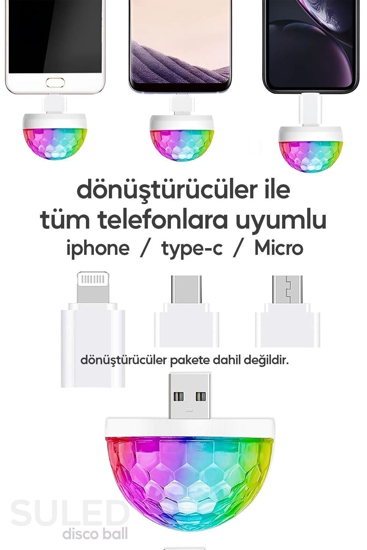 Mini Sihirli Ay Yıldız Ambiyans Küre Tavan ve Duvar 360 Işıklı Küre Usb Enerjili Portatif