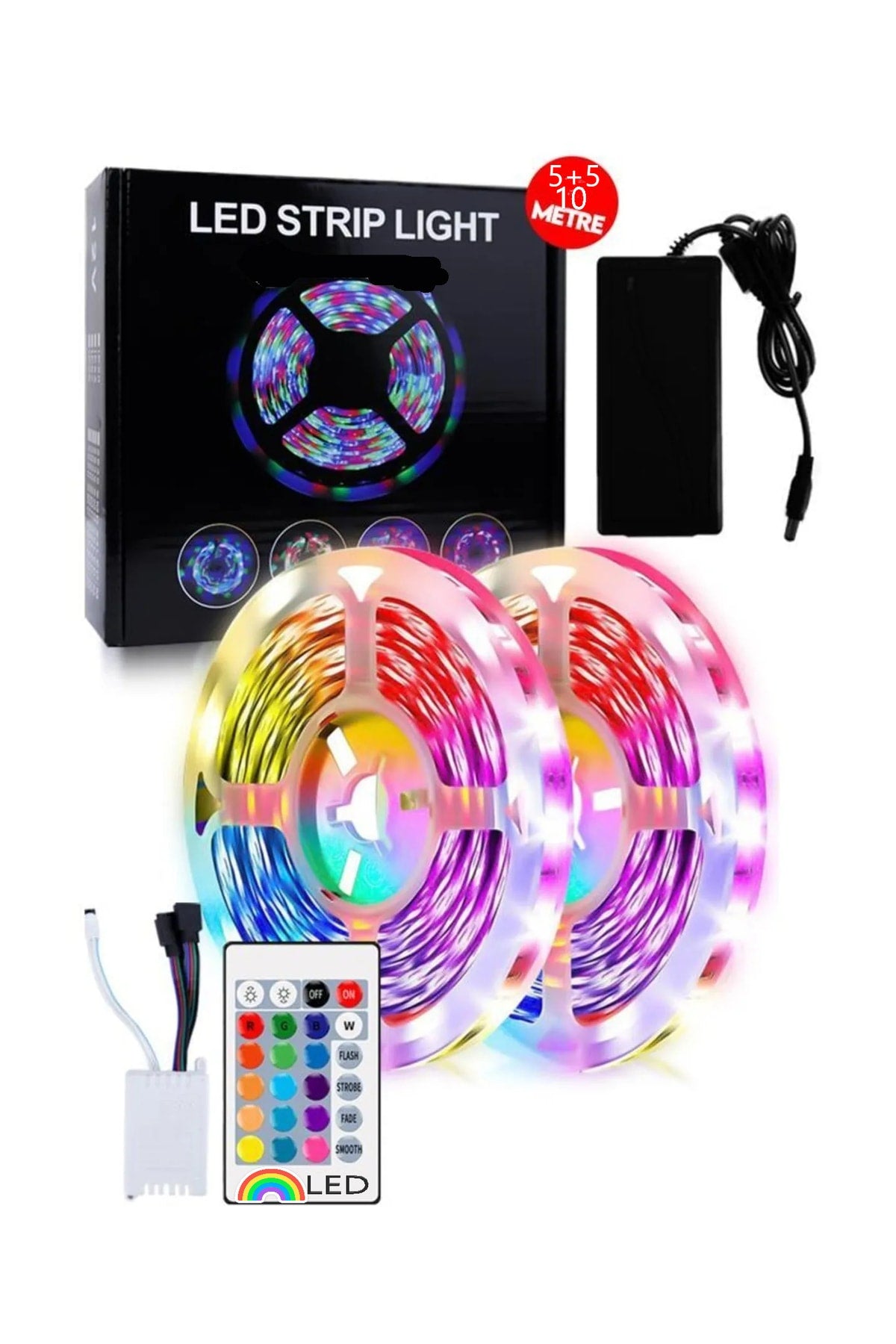 Kumandalı Şerit Led 5+5 10 Metre Şerit Led