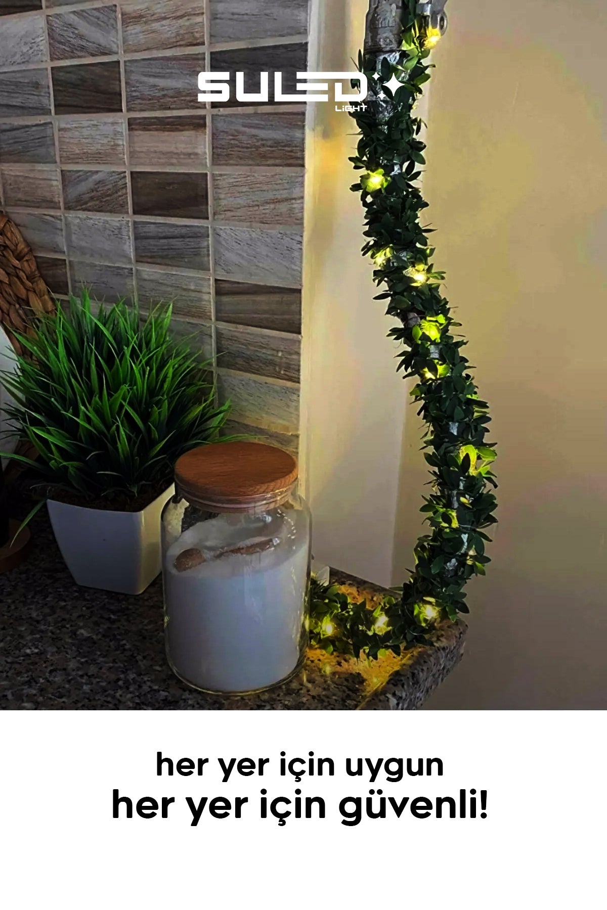 7 Metre Yapay Sarmaşık Çiçek ve Pilli Peri LED Gün Işığı 2'li Dekoratif Set