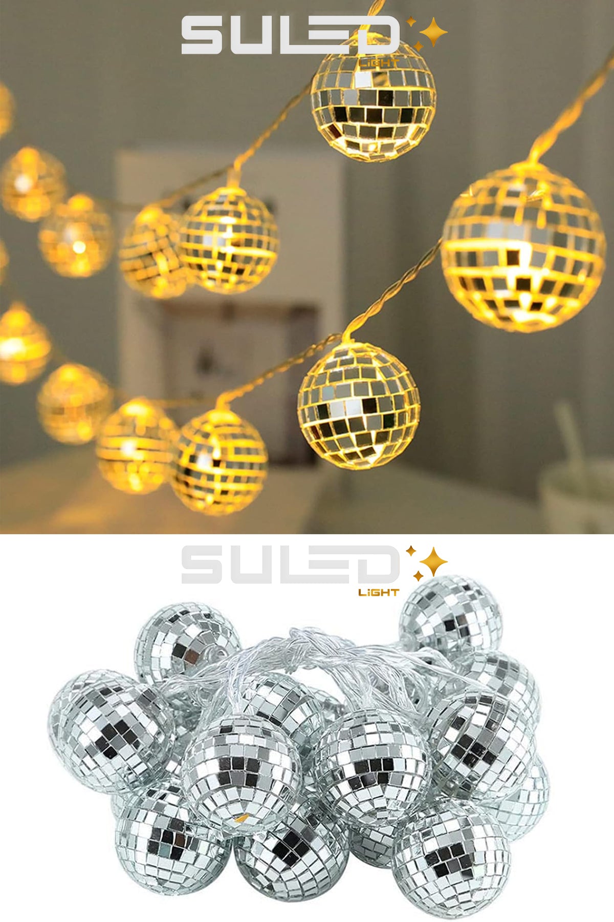 Disko Led 4,5 Metre 15 Top Led Işıklar Dekoratif 220V Ambiyans Süsleme Işıkları Oda Bahçe ve Dekor