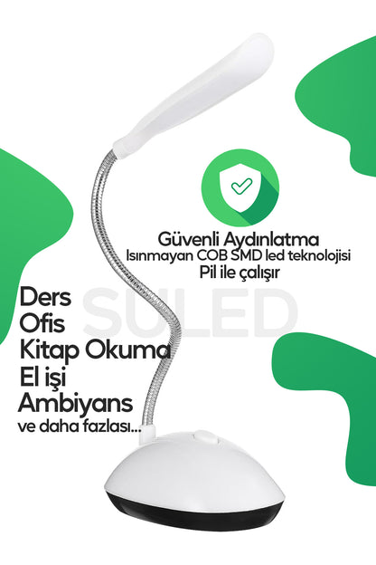 Masa Lambası 4 Renk Beyaz Led Işık Taşınabilir Pilli Güvenli Yönlendirilebilir Esnek Gövdeli