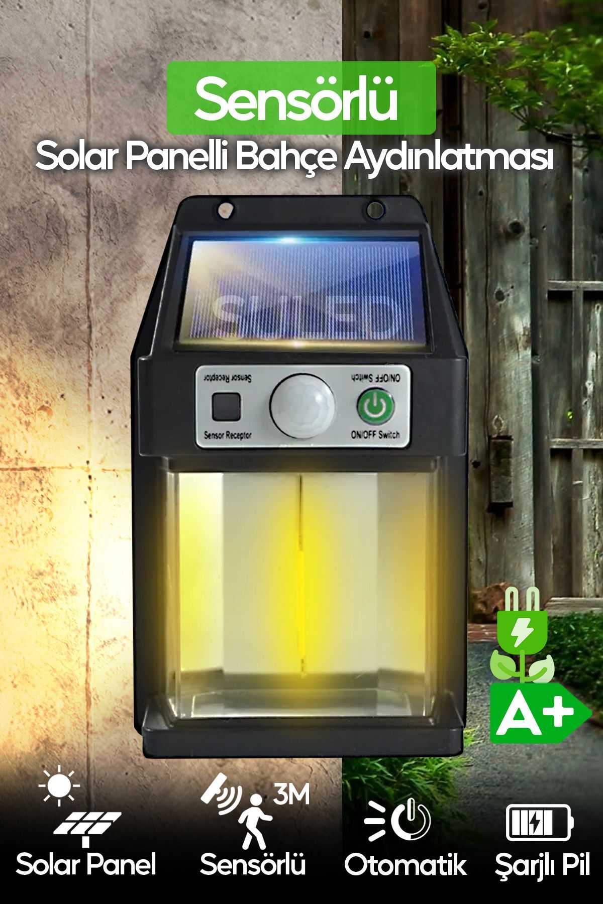 Hareket Sensörlü 5W Solar Bahçe Aydınlatması Otomatik Led Işıklı Dış Mekan Aydınlatma