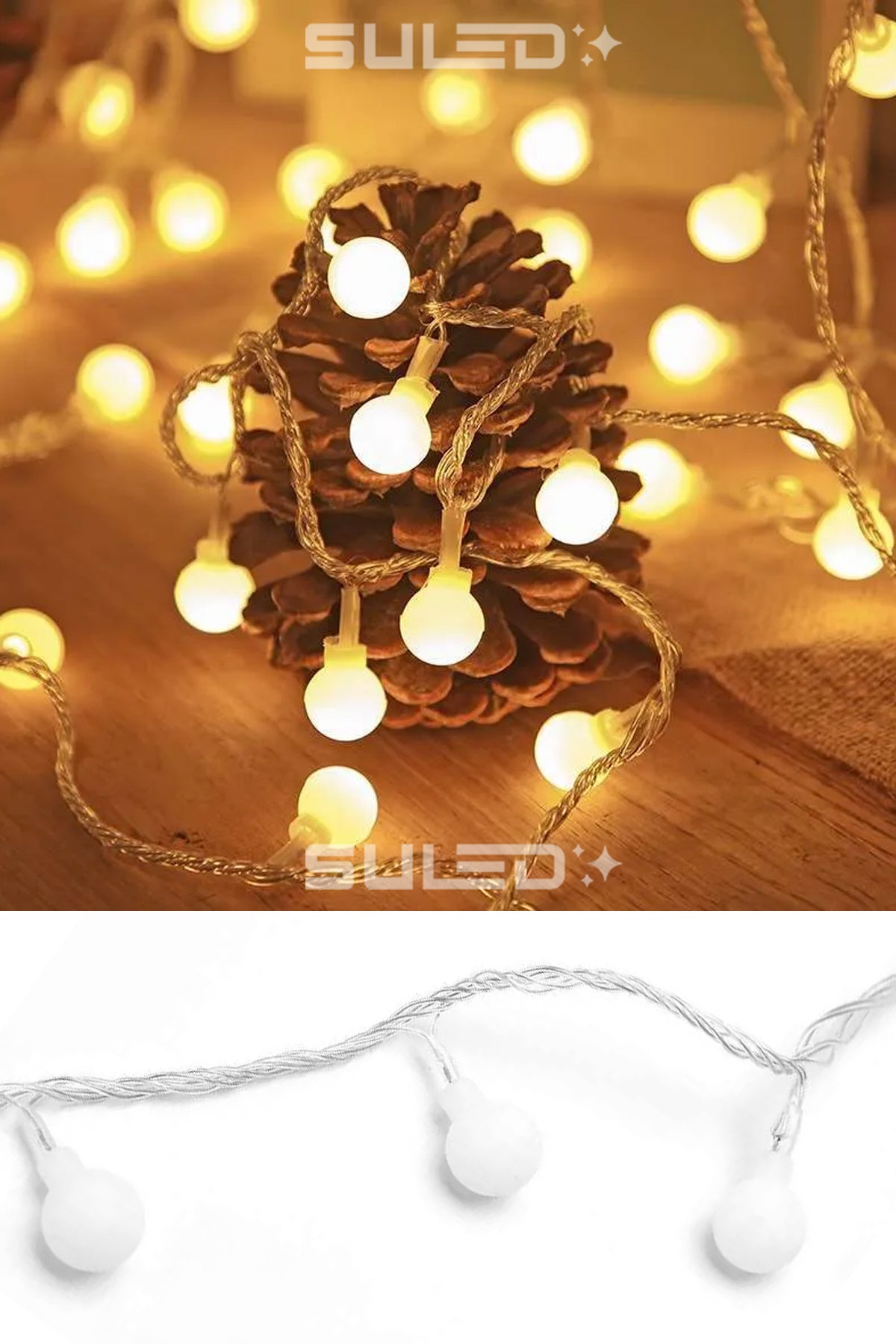Preoo 2 Metre 10'lu Dekoratif Led Top Işıklar Pilli Ambiyans Işıkları Oda Bahçe ve Dekor