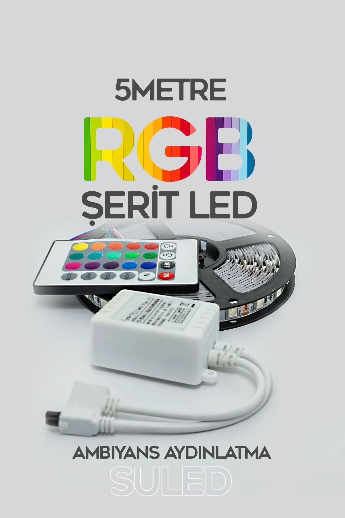Şerit Led 5 Metre Ambians Aydınlatma Kumanda & Trafolu RGB Şerit Işık Tavan Oda Işık Dekoru
