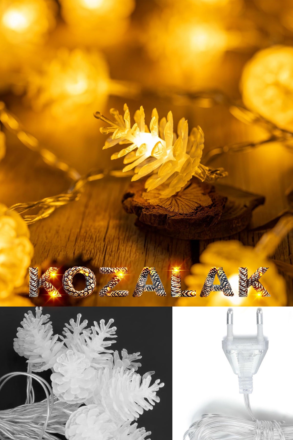 Kozalak Led Işık 4 Metre 220V Fişli Tak Çalıştır Dekor Süsleme Ledi Su Geçirmez İç ve Dış Mekan Led