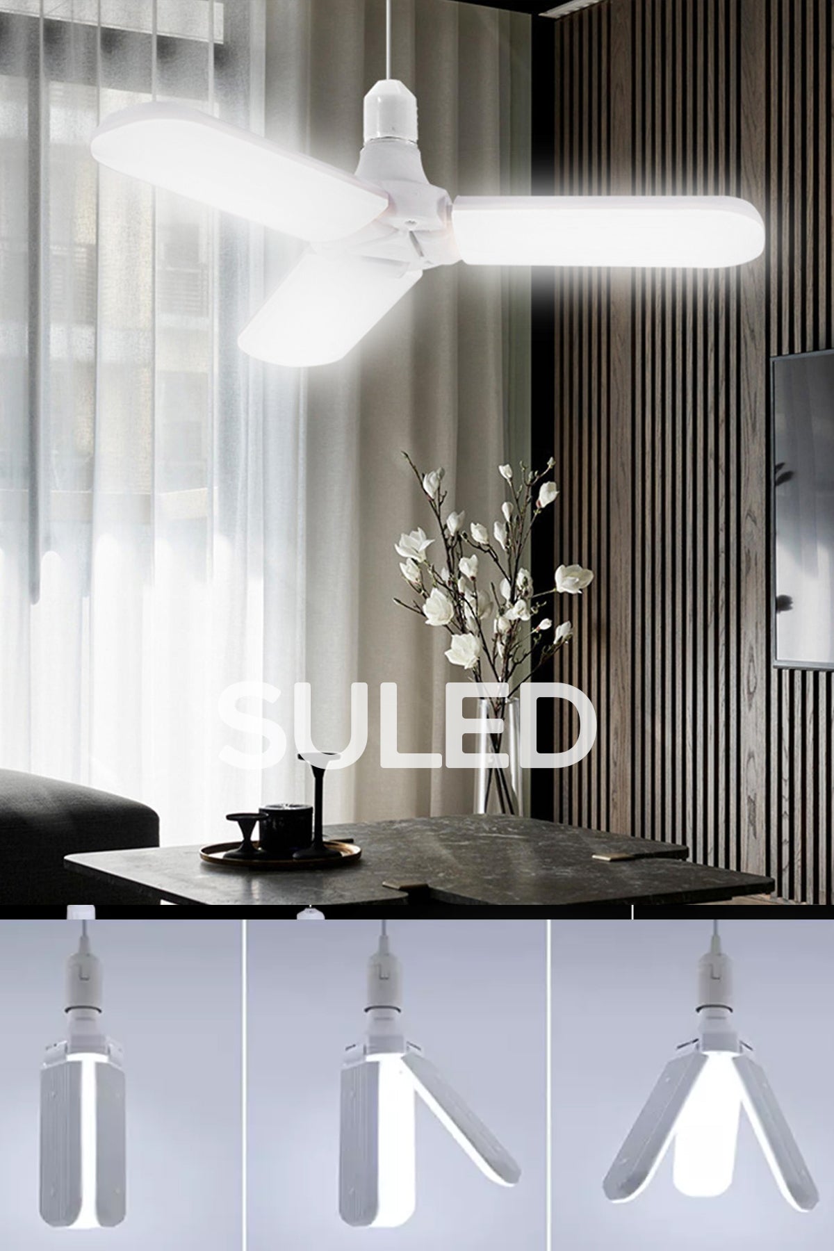 Sl-1019 Pervane Ampül 40-45 W 3 Kollu Katlanır Pervane Led Ampül Tasarruflu Kanatlı Led