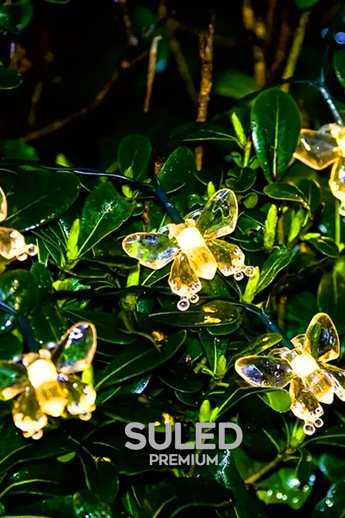 Kelebek Led Işık Dekoratif Bahçe Balkon Ağaç Aydınlatması Sarı Işık Güneş Enerjili Modlu