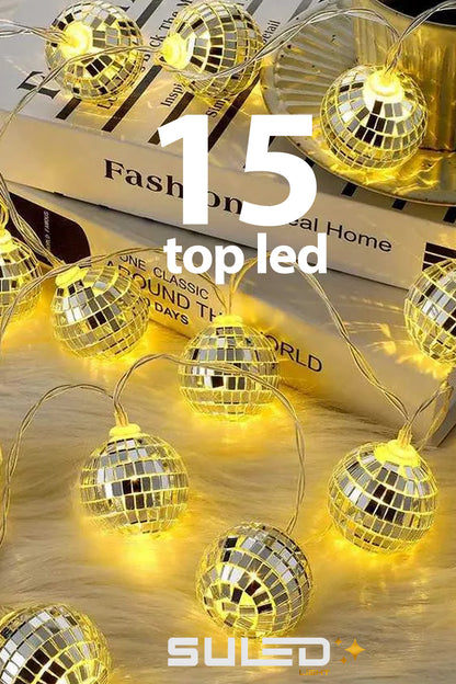 Disko Led 4,5 Metre 15 Top Led Işıklar Dekoratif 220V Ambiyans Süsleme Işıkları Oda Bahçe ve Dekor