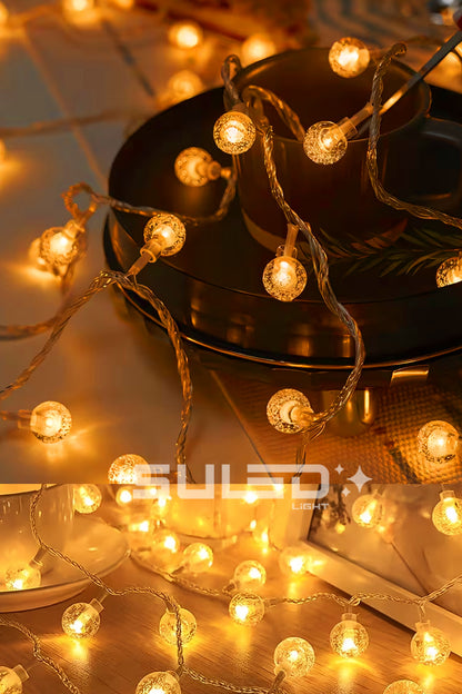 3 Metre 10 Kristal Top Ledli 220V Fişli Led Işık - Dekoratif Süsleme Işığı İç ve Dış Mekan Led Süs