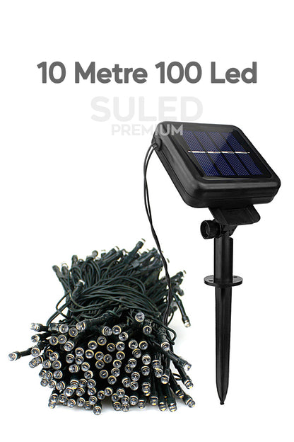 10 Metre Solar Enerjili Dekoratif 100 Led Işık Bahçe Balkon ve Süsleme Ledleri