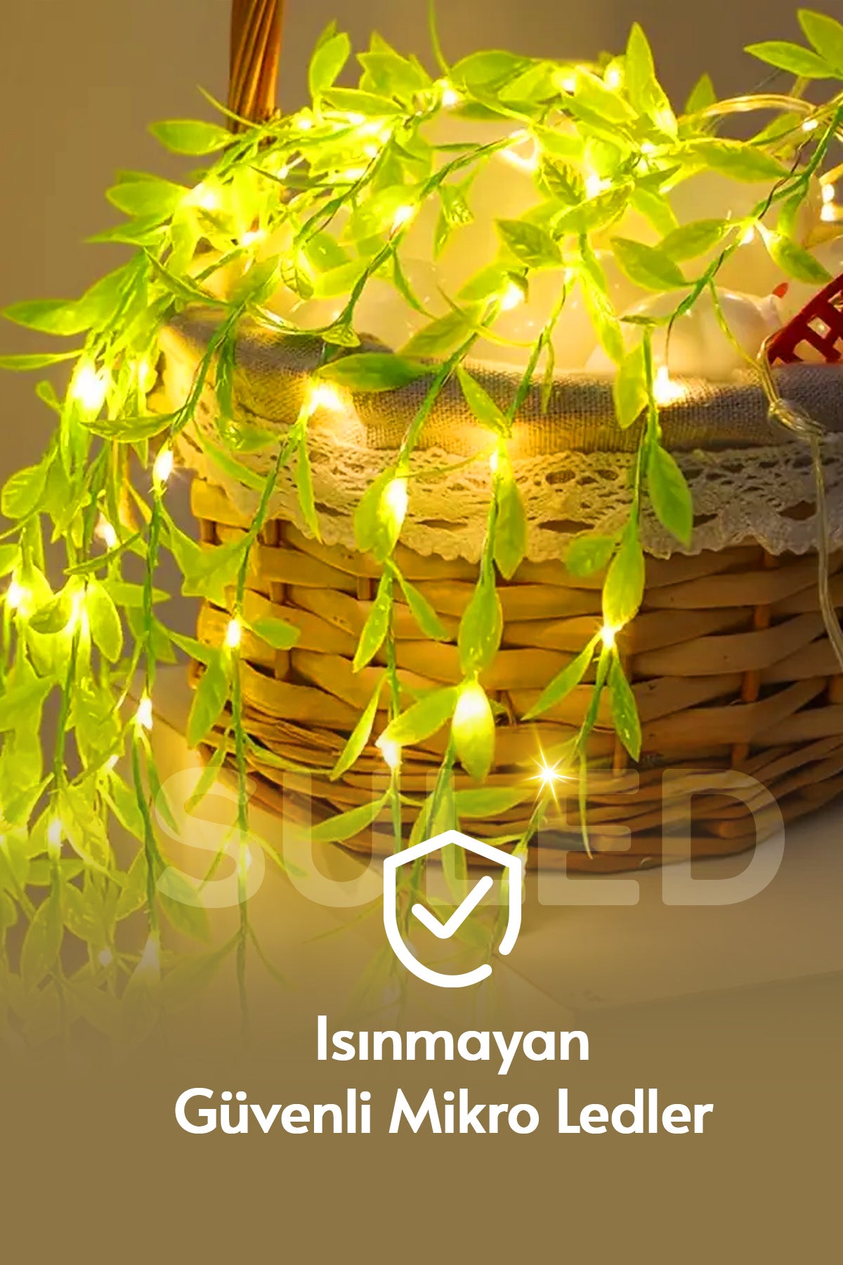 Dekoratif Yapraklı Led Işık 3x1 Metre 180 Led 220V Fişli 3 Modlu Ambiyans Aydınlatma Süs & Dekor Led