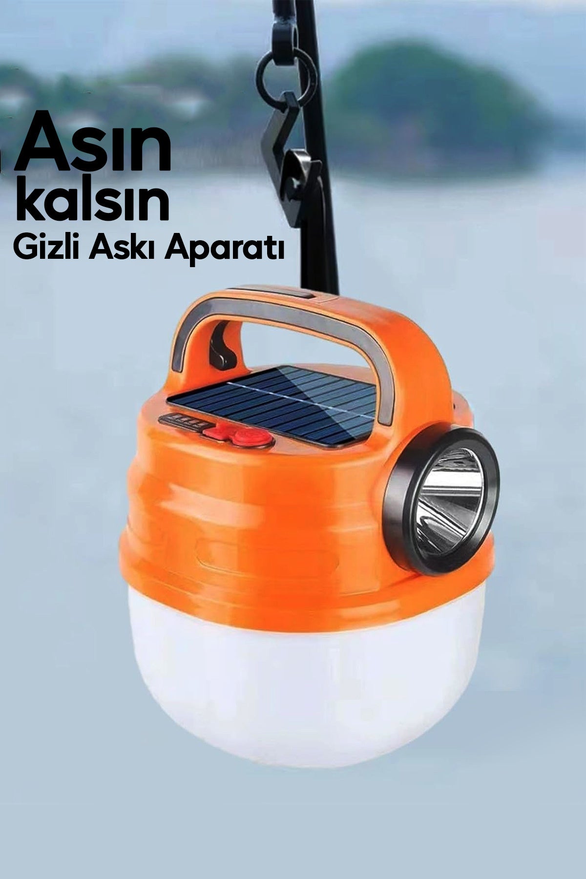 6 Modlu El Feneri ve Kamp Lambası USB & Solar Şarjlı SMD Led Askılı Taşınabilir Işık