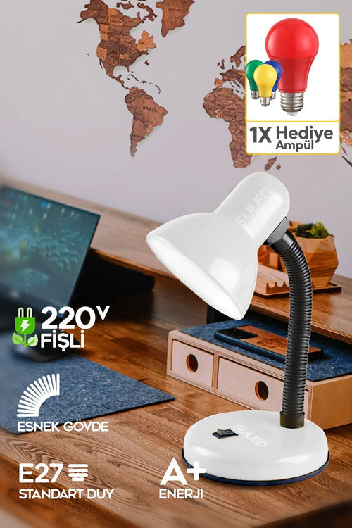 Masa Lambası E27 Standart Ampül 220V Esnek Açısı Ayarlanabilir Çocuk Odası ve Çalışma Lambası
