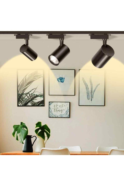 Sl-1022 Siyah Kasa Günışığı 30w 3 Adet 360 Dönen Ray Spot Lamba 1 Metre Raylı Armatür