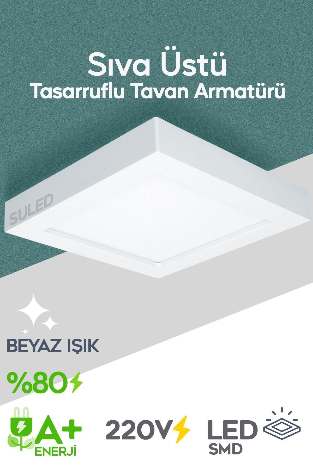 18 W Sıva Üstü Kare Armatür