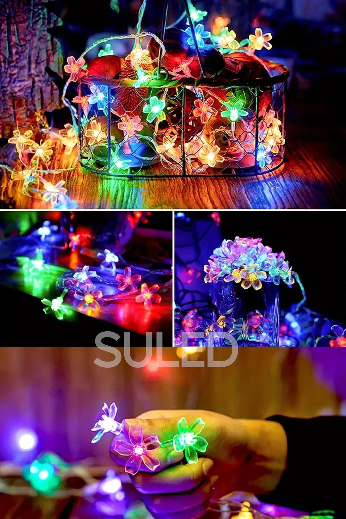 RGB 5 Metre Gül Led 20 Led 220V Fişli Tak Çalıştır Dekoratif İç ve Dış Mekan Süsleme Işığı