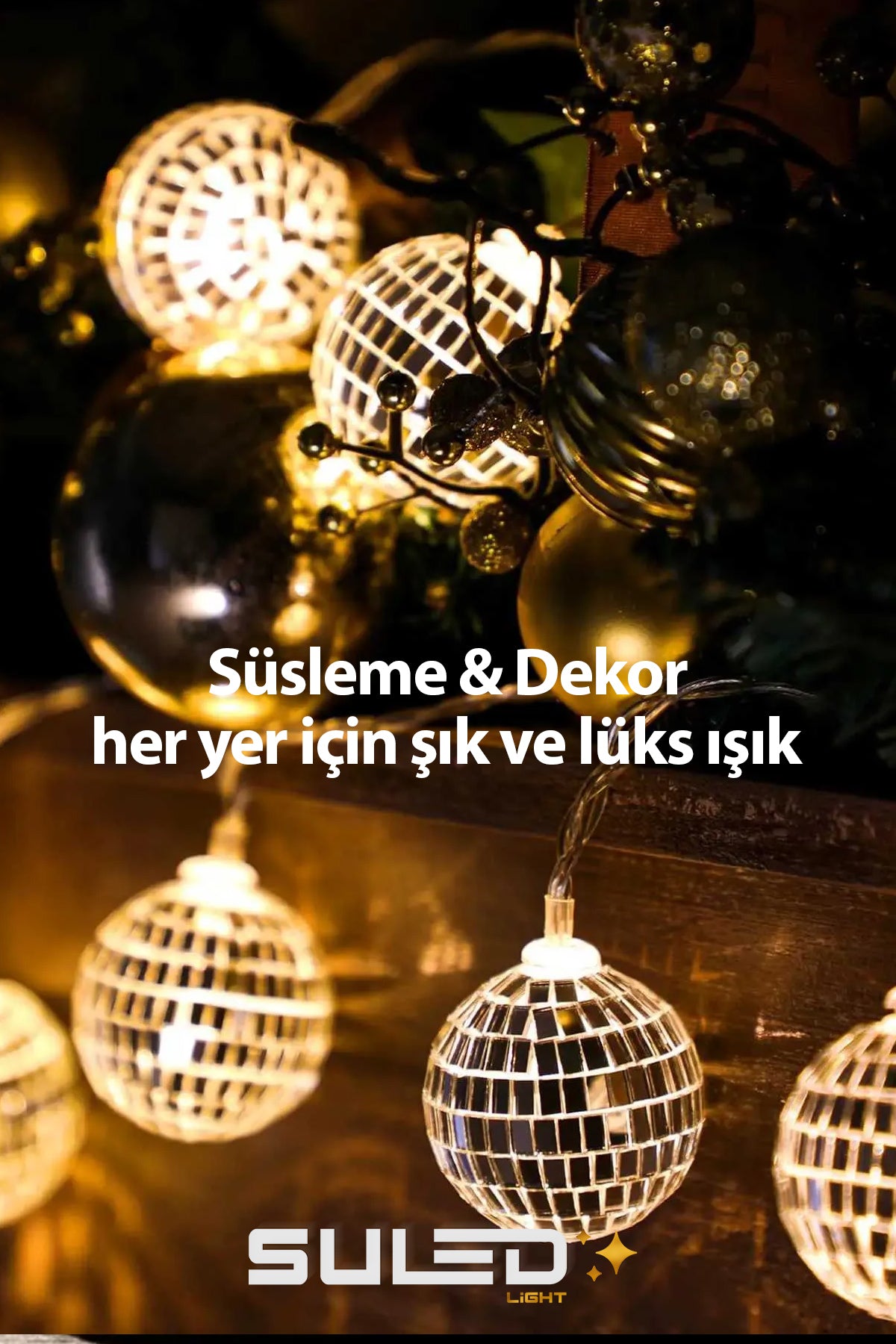 Disko Led 4,5 Metre 15 Top Led Işıklar Dekoratif 220V Ambiyans Süsleme Işıkları Oda Bahçe ve Dekor