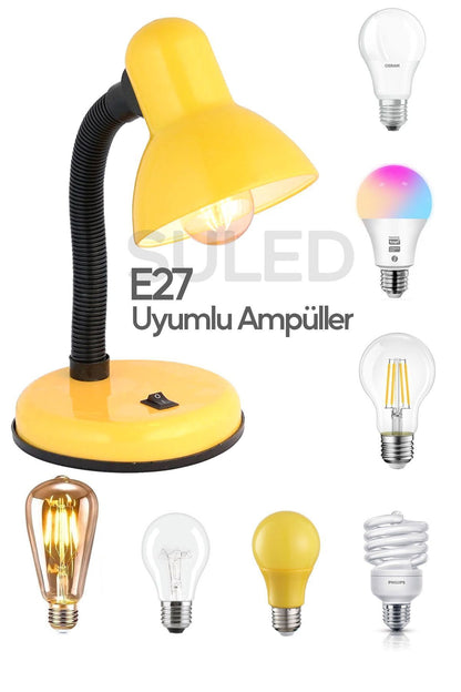 Masa Lambası E27 Standart Ampül 220V Esnek Açısı Ayarlanabilir Çocuk Odası ve Çalışma Lambası