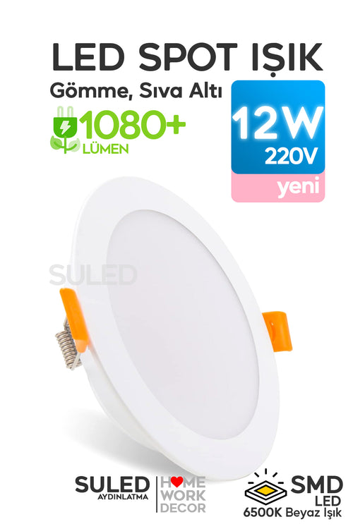 12w Spot Led Lamba Gömme Spot Işık 1080lm Beyaz Işık Tasarruflu Tavan Dolap Ev & Iş Yeri