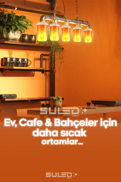 Alev Efektli Ampul 2'li Set Ateş Yanan Lamba E27 Duy Led Işık Şömine Ateş Kamp Lamba