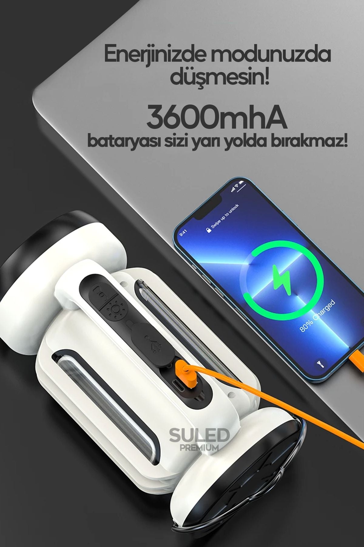 Outdoor Pro2 Işıldak Profesyonel Kamp Lambası ve Fener Şarjlı USB Powerbank Özellikli