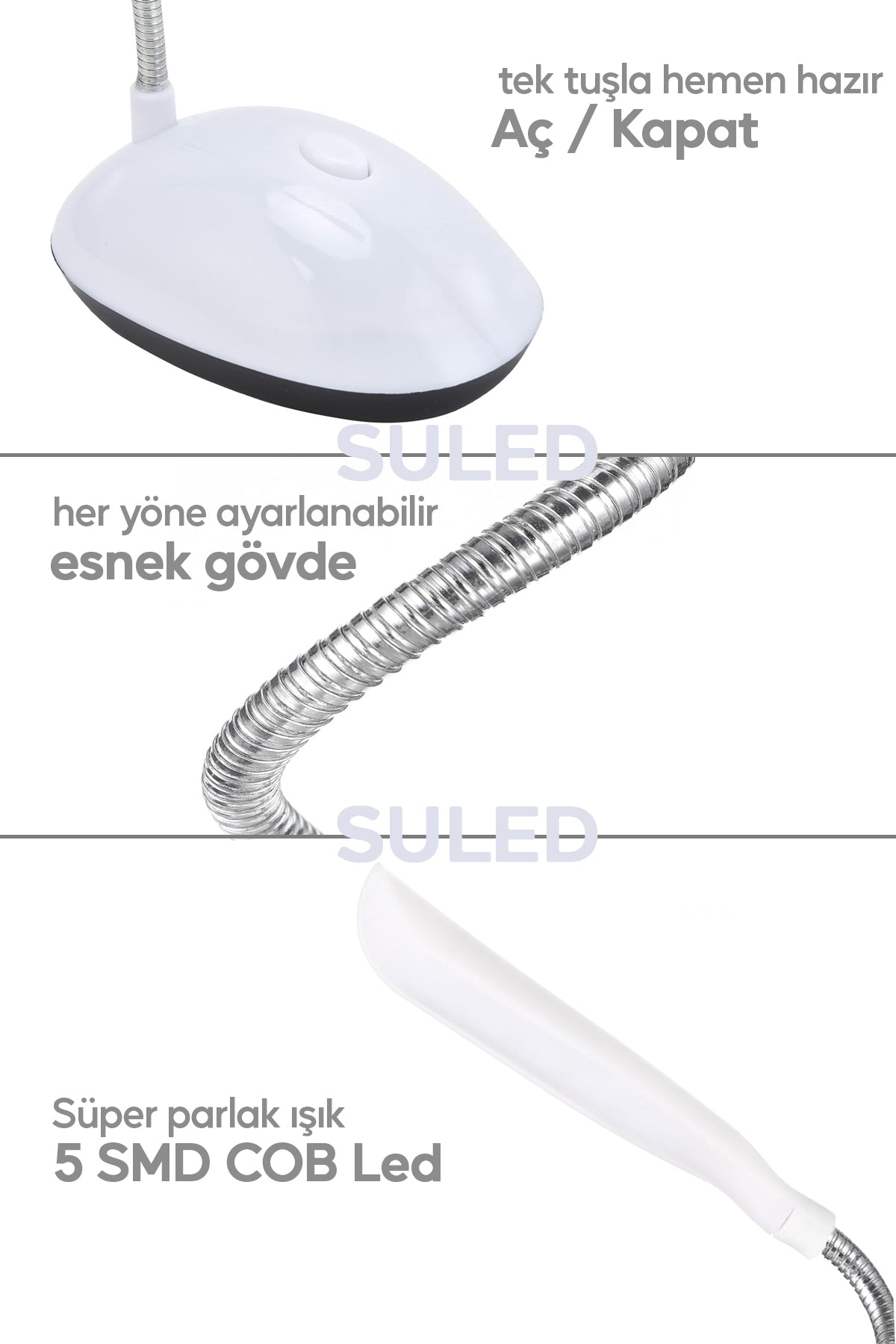 Masa Lambası 4 Renk Beyaz Led Işık Taşınabilir Pilli Güvenli Yönlendirilebilir Esnek Gövdeli