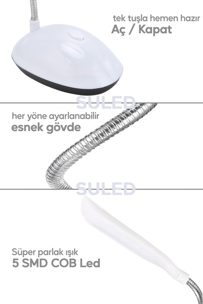 Masa Lambası 4 Renk Beyaz Led Işık Taşınabilir Pilli Güvenli Yönlendirilebilir Esnek Gövdeli